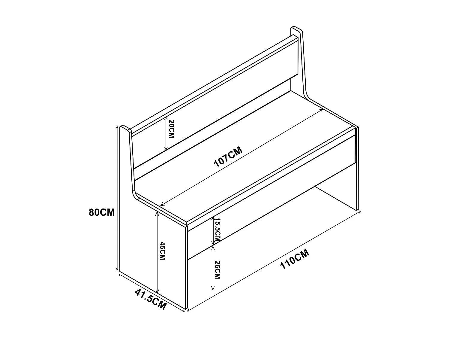 Houten hoekbank bank Esal 110 cm