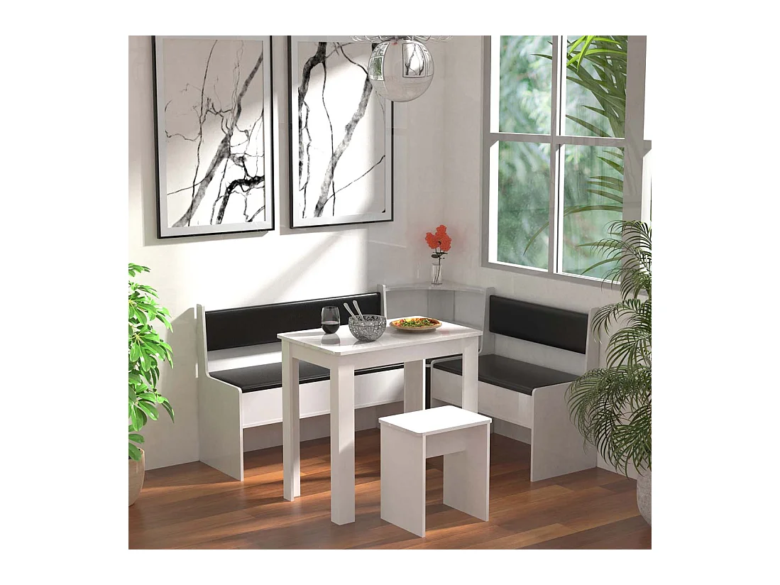 Dining Group Esal White H. 80 x W. 153 x D. 123 cm
