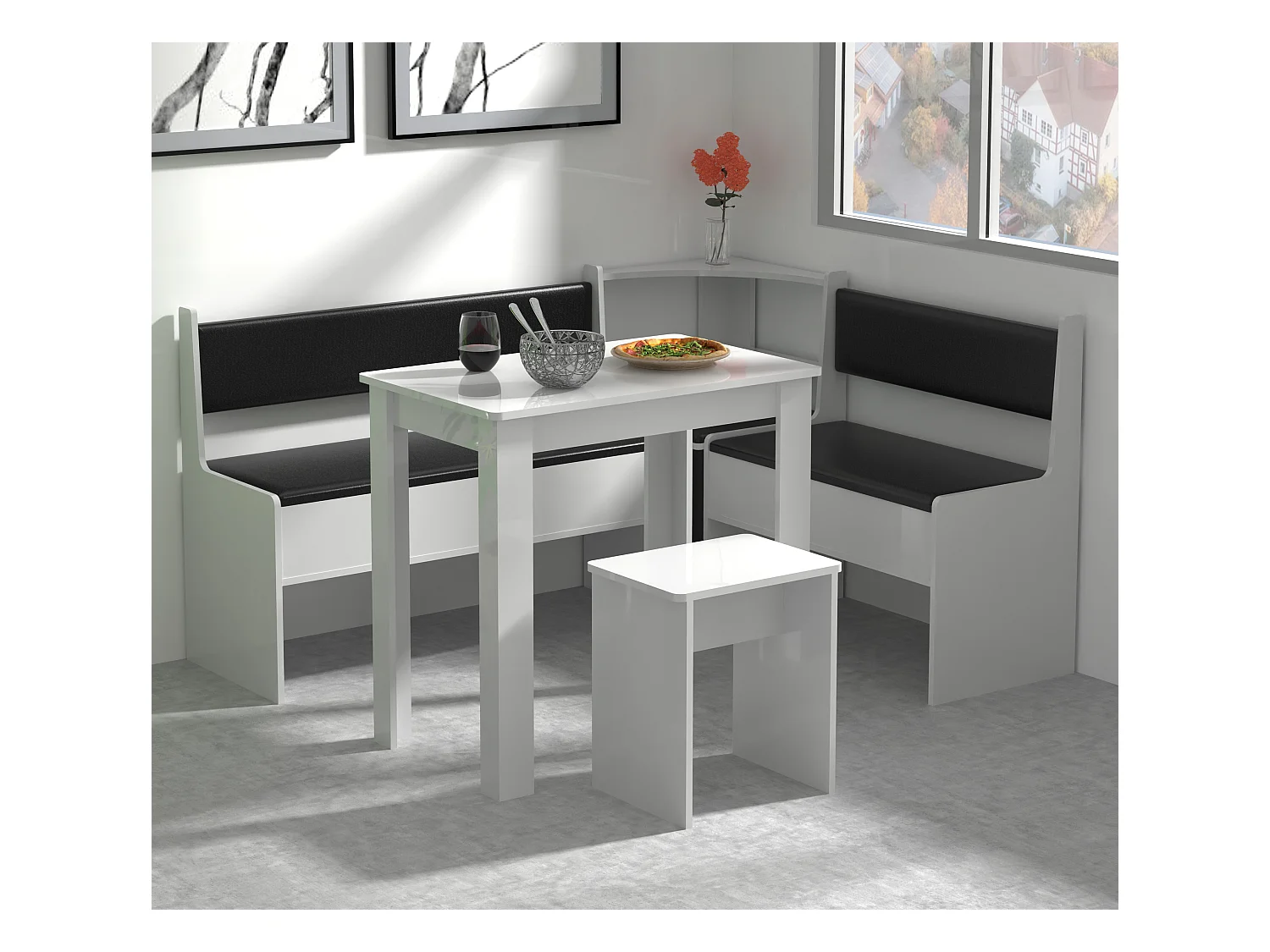 Dining Group Esal White H. 80 x W. 153 x D. 123 cm