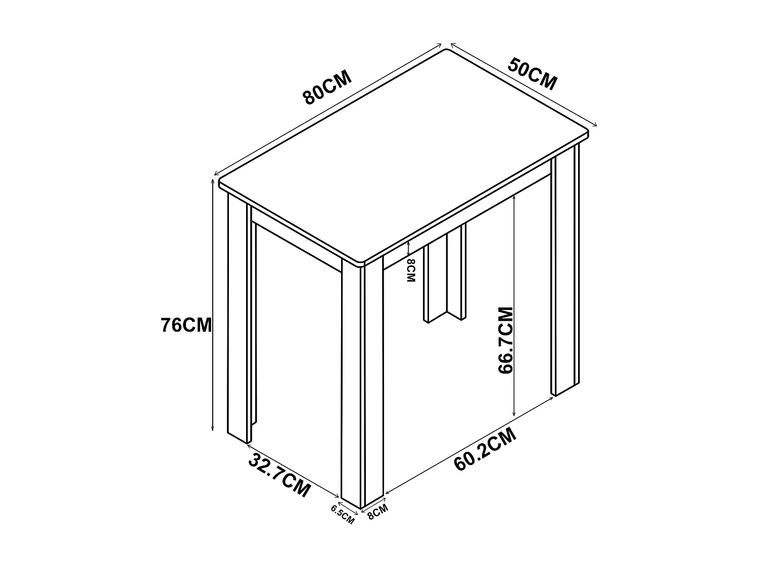 Dining table Esal White H. 76 x W. 80 x D. 50 cm
