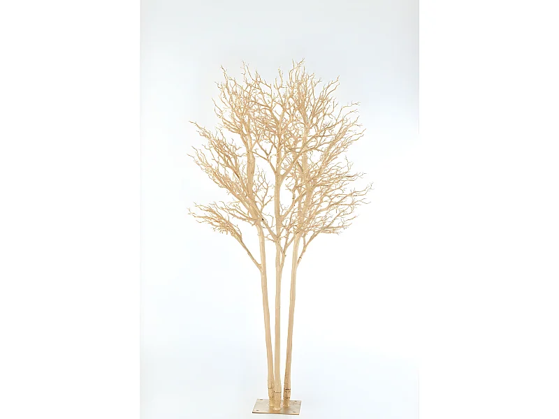 Árbol de ramas desnudas en metal dorado 180x180x240 cm
