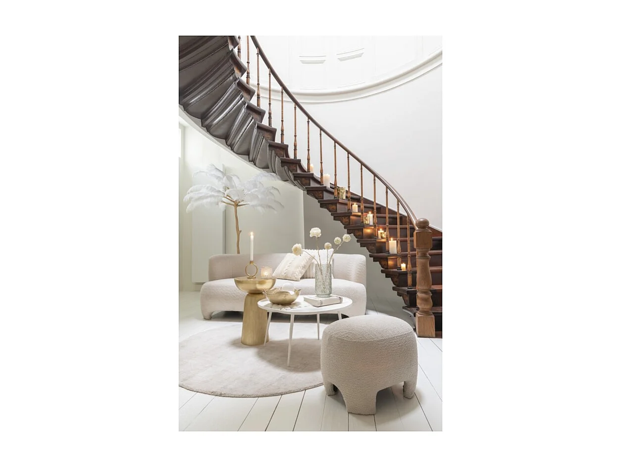 Árbol de plumas con base de metal dorado 140x140x190 cm