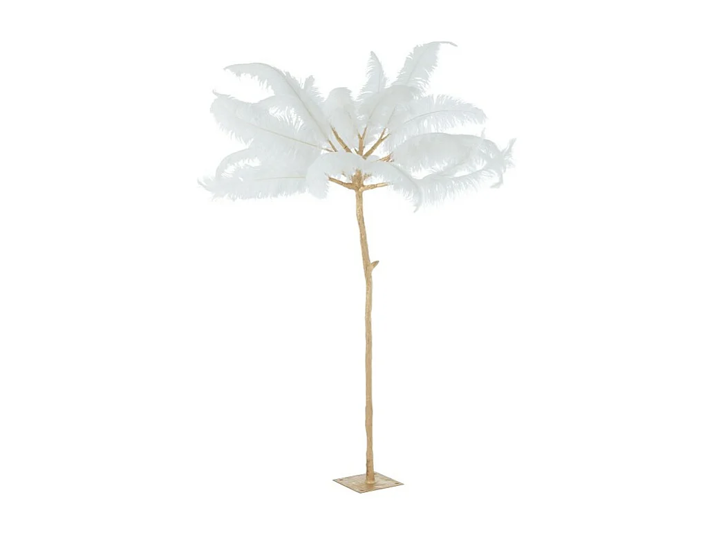 Árbol de plumas con base de metal dorado 140x140x190 cm