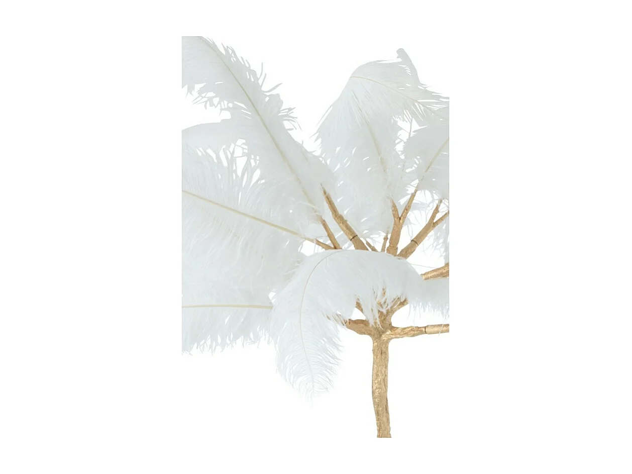 Árbol de plumas con base de metal dorado 140x140x190 cm