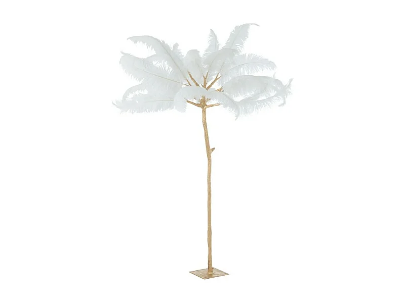 Árbol de plumas con base de metal dorado 140x140x190 cm
