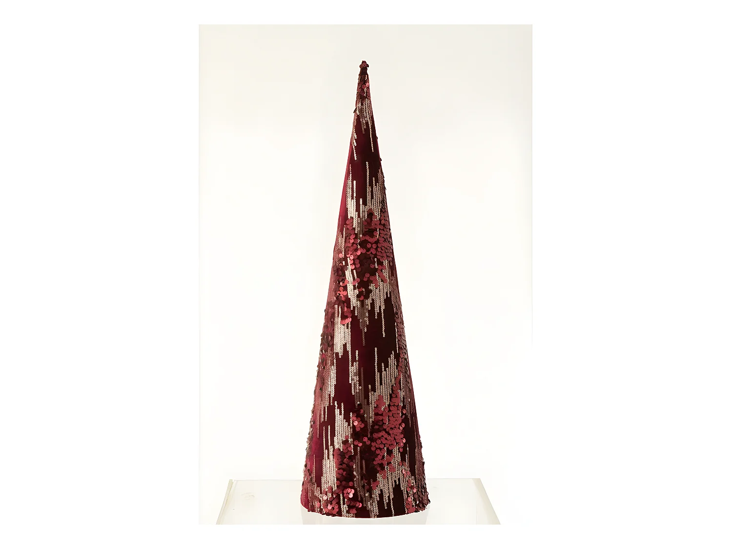 Cono di Natale in tessuto Bordeaux 20x20x66 cm