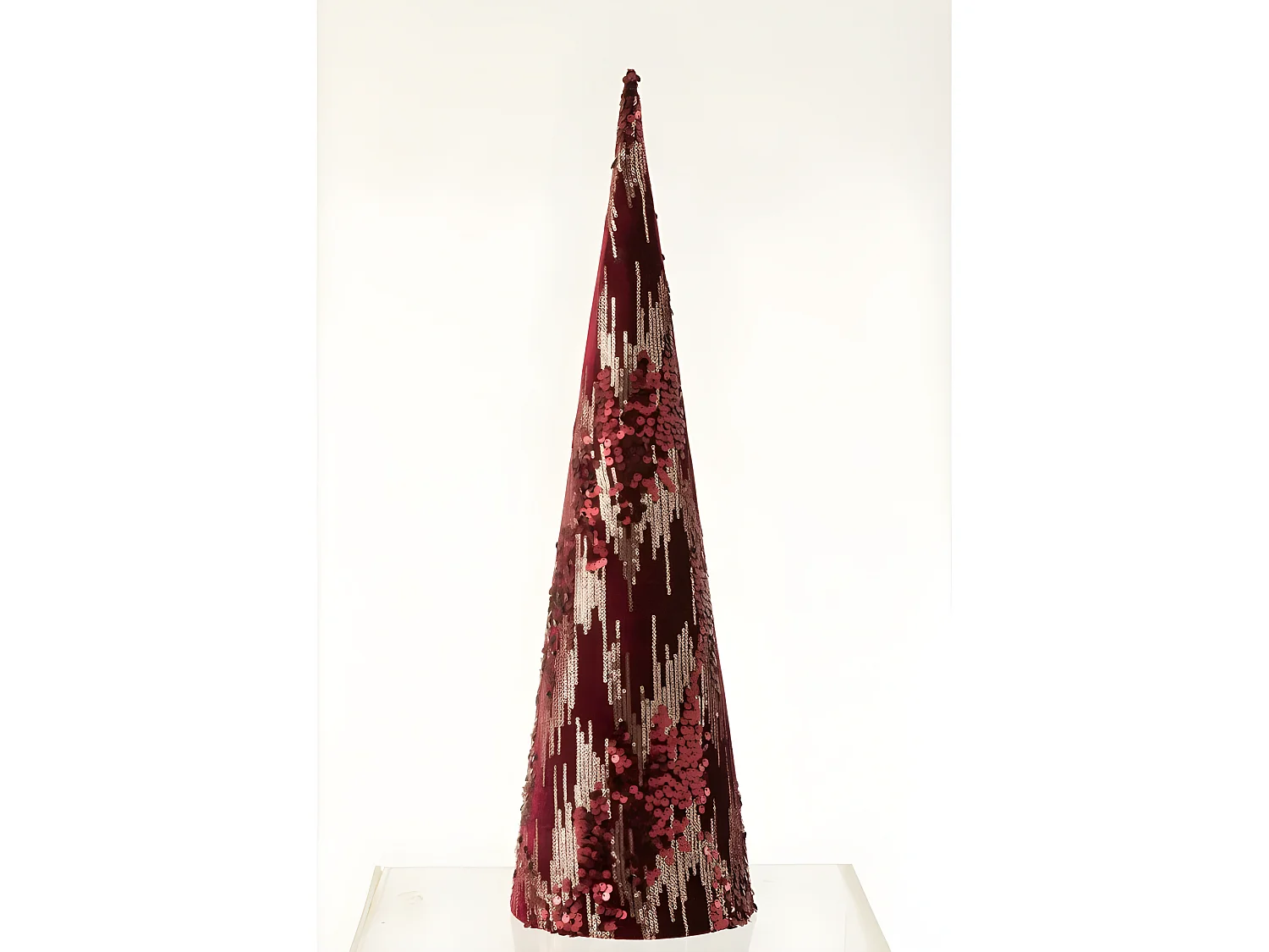 Cono di Natale in tessuto Bordeaux 20x20x66 cm