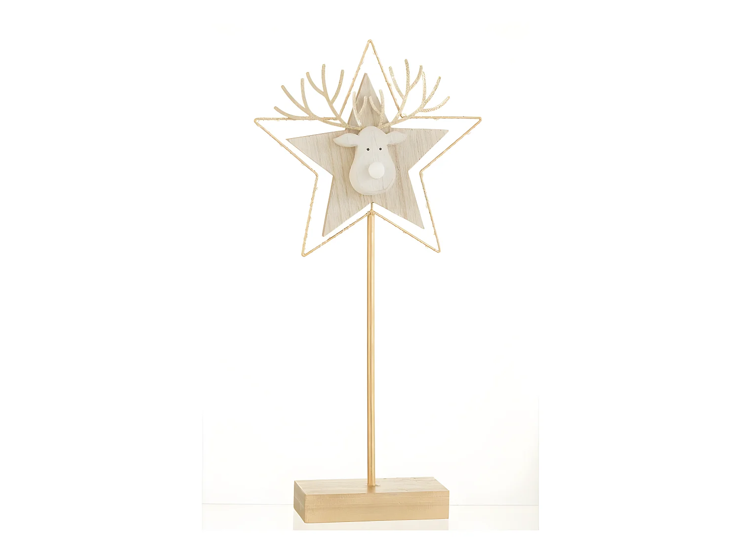 Stella con testa di renna in legno oro 50x25x3 cm