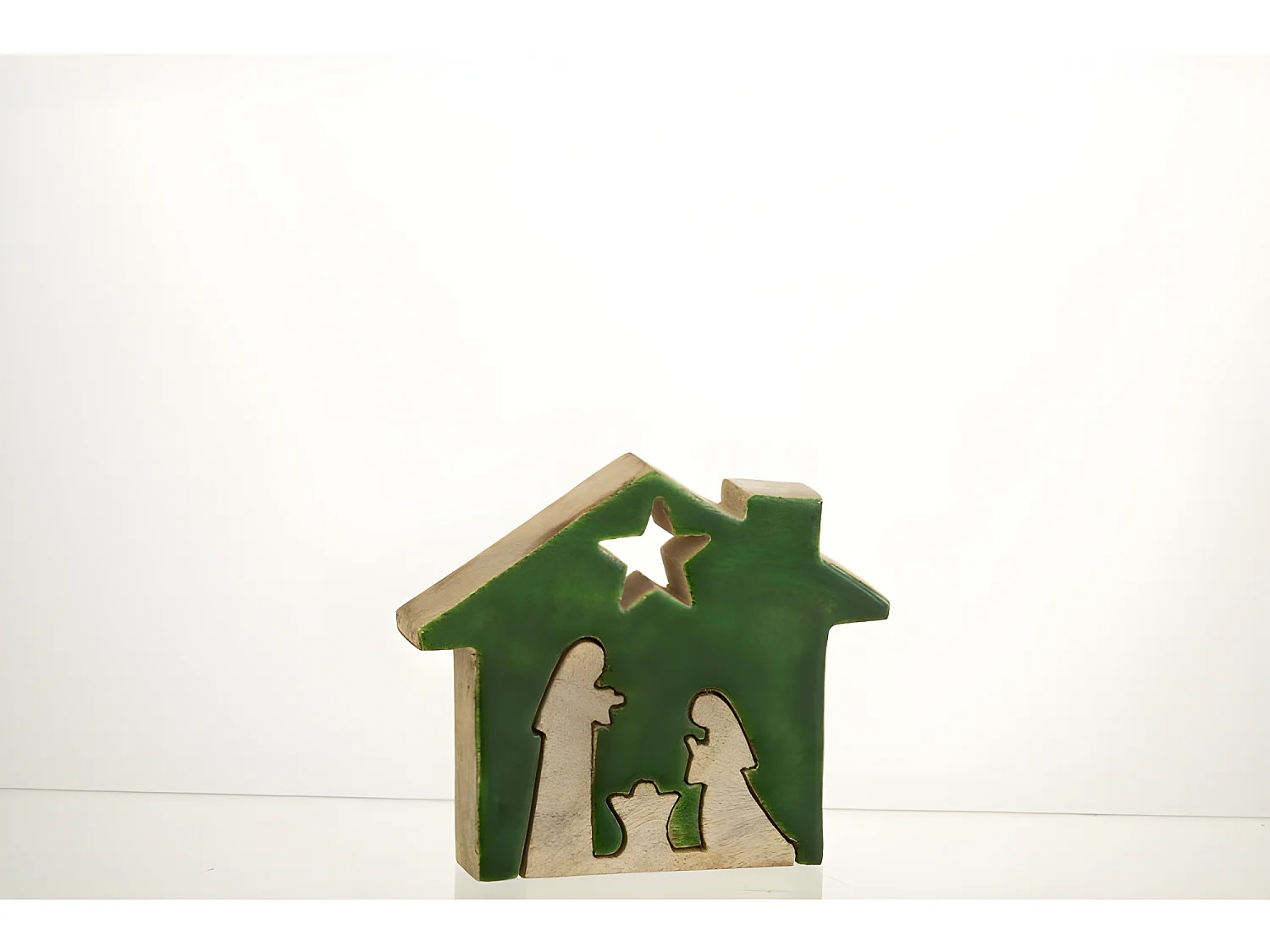 Puzzle presepe casa in legno verde 15x12x3 cm
