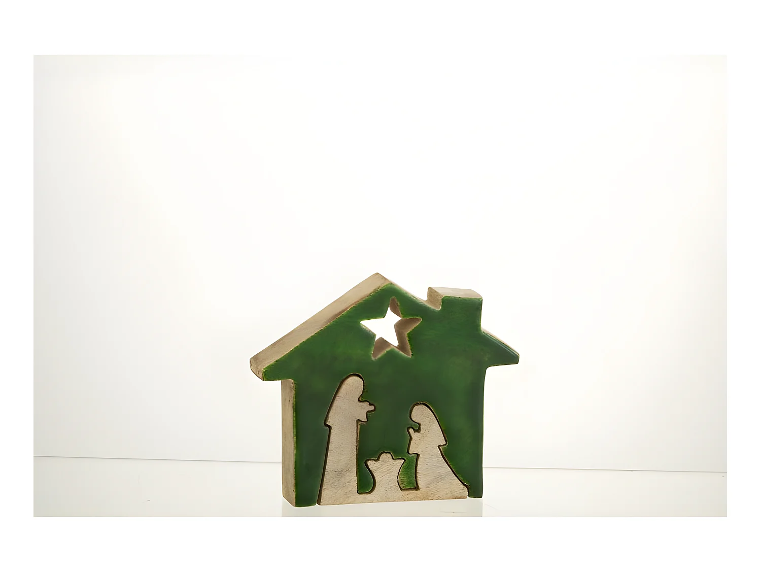 Puzzle presepe casa in legno verde 15x12x3 cm