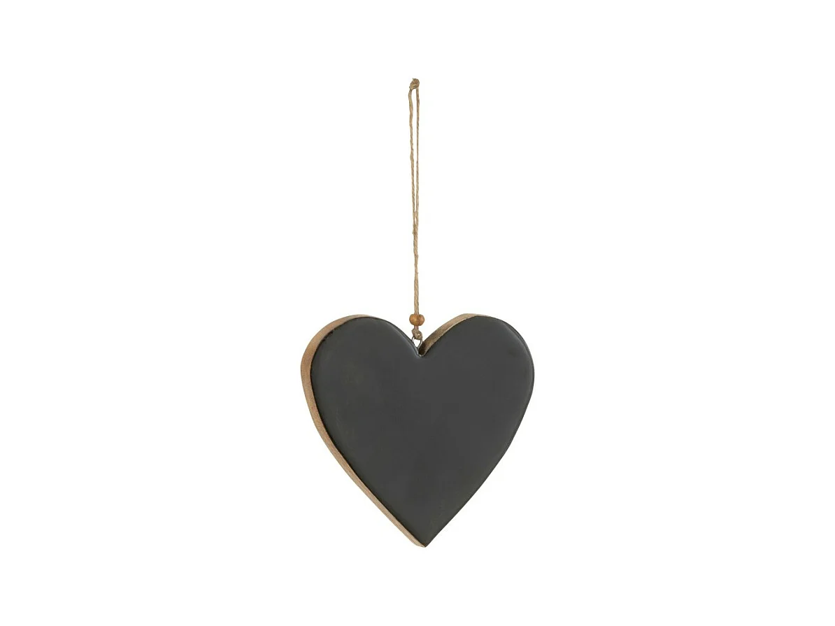 Cuore da appendere in legno nero 10x9x1,5 cm