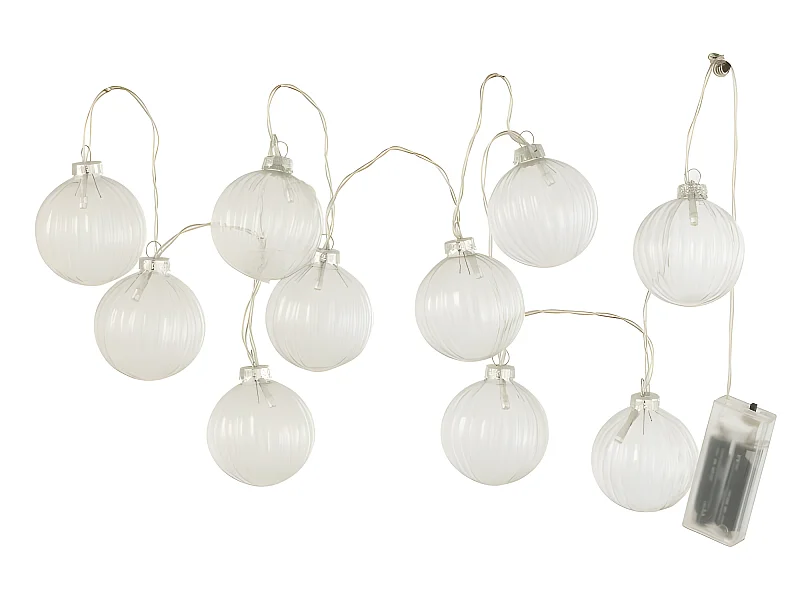 Guirnalda de 10 bolas de led de vidrio transparente de 165x6.7x6.7 cm