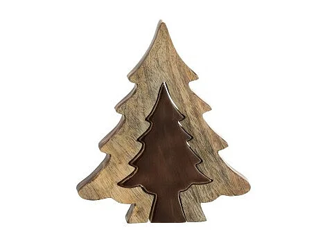 Árbol de Navidad puzzle de madera marrón 16.5x2.5x19.5 cm
