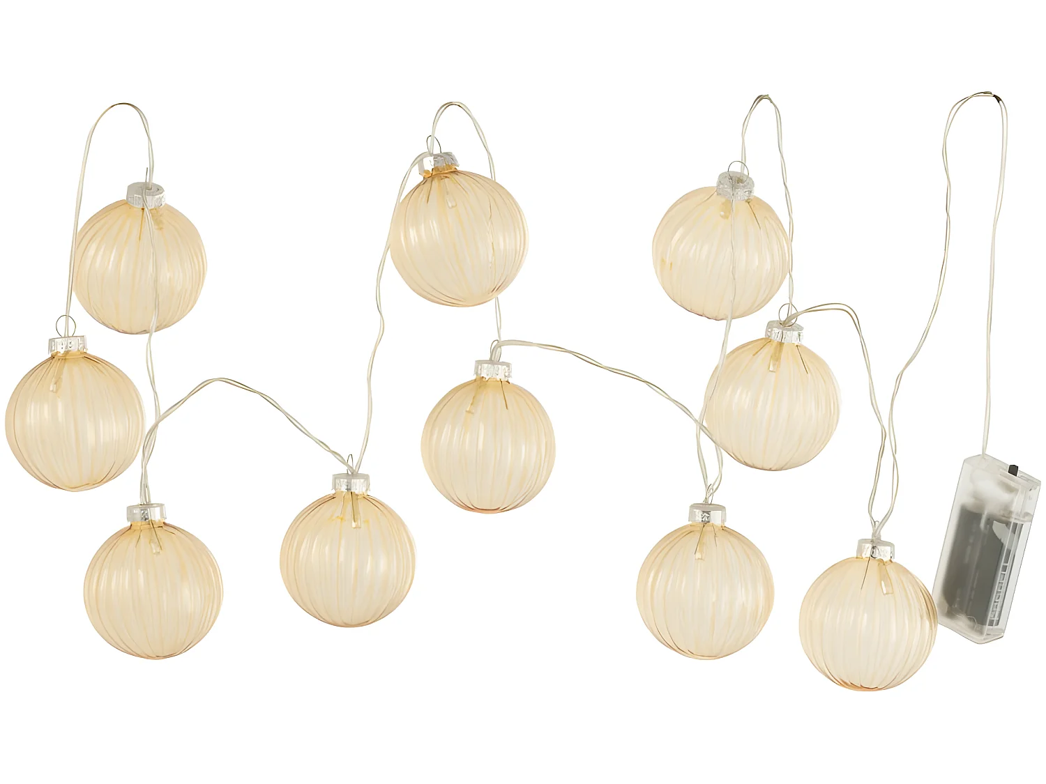 Ghirlanda 10 sfere a LED in vetro giallo 165x6,7x6,7 cm