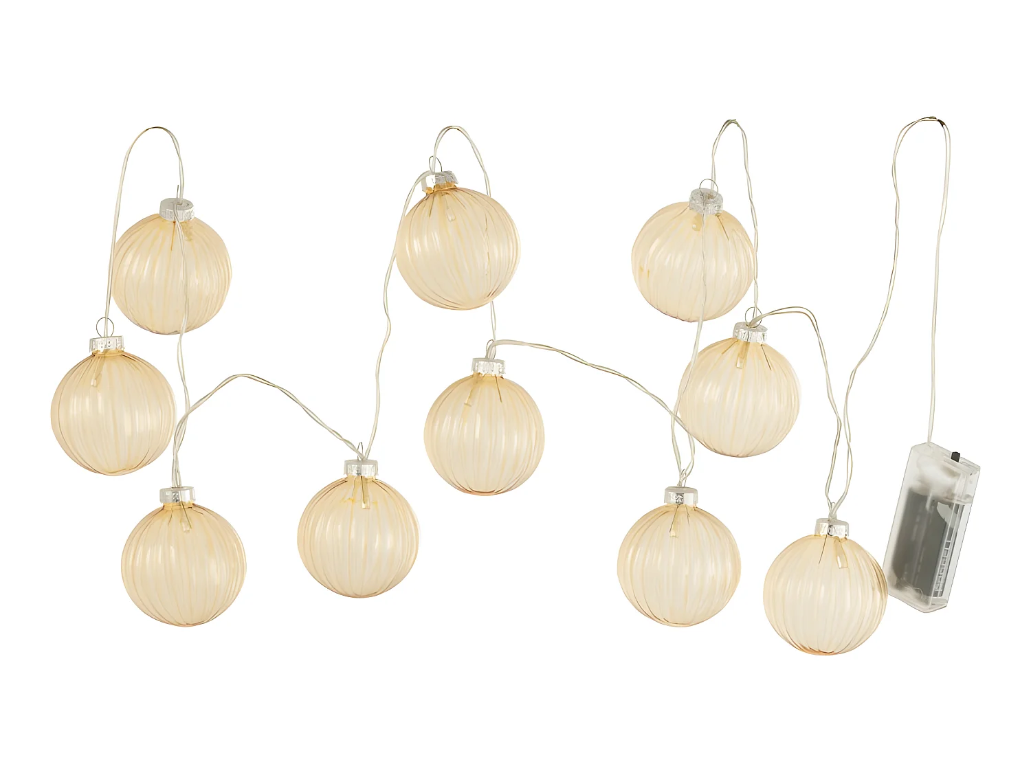 Ghirlanda 10 sfere a LED in vetro giallo 165x6,7x6,7 cm