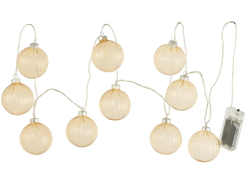 Ghirlanda 10 sfere a LED in vetro giallo 165x6,7x6,7 cm