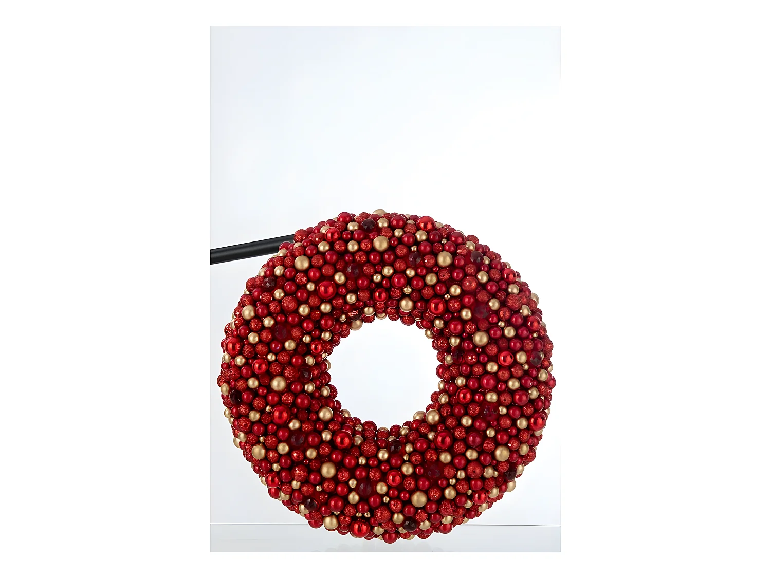 Corona con sfere in plastica rossa 50x9x50 cm