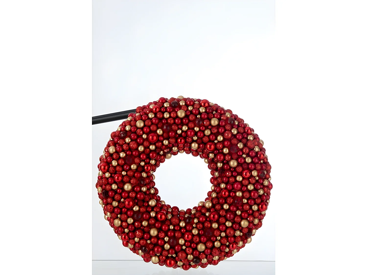 Corona con sfere in plastica rossa 50x9x50 cm