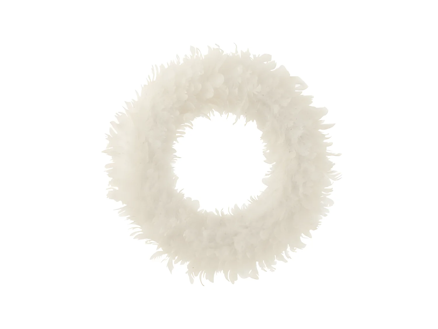 Corona decorativa de plumas blancas de 50x50x6 cm