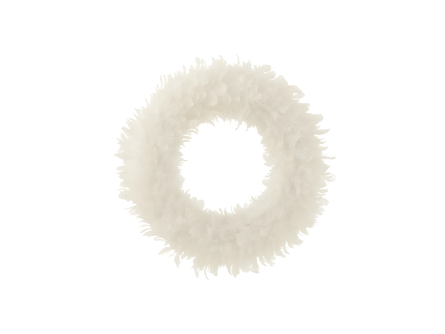 Corona decorativa in piume bianche 50x50x6 cm