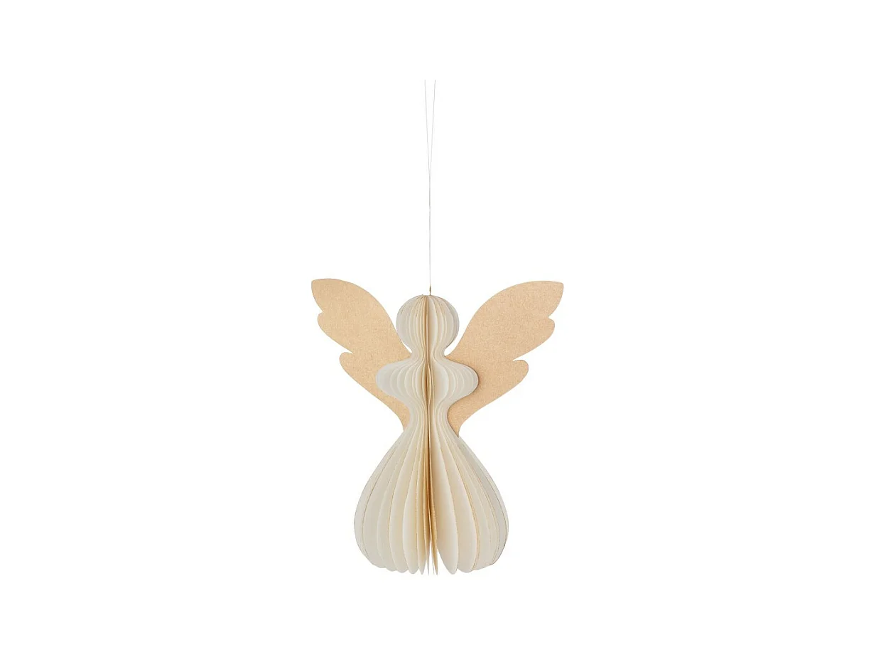 Ángel para colgar en papel crema de 18x9x18 cm