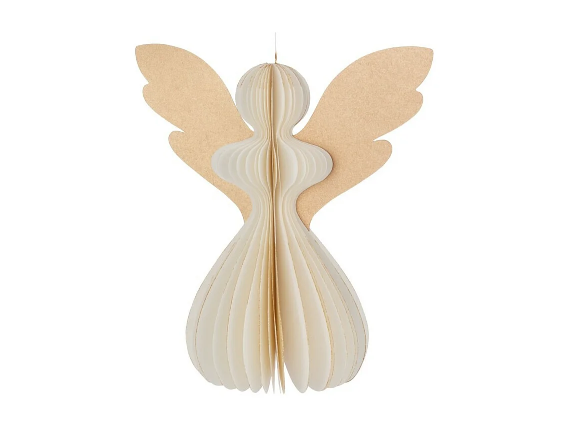 Angelo da appendere in carta color crema 18x9x18 cm