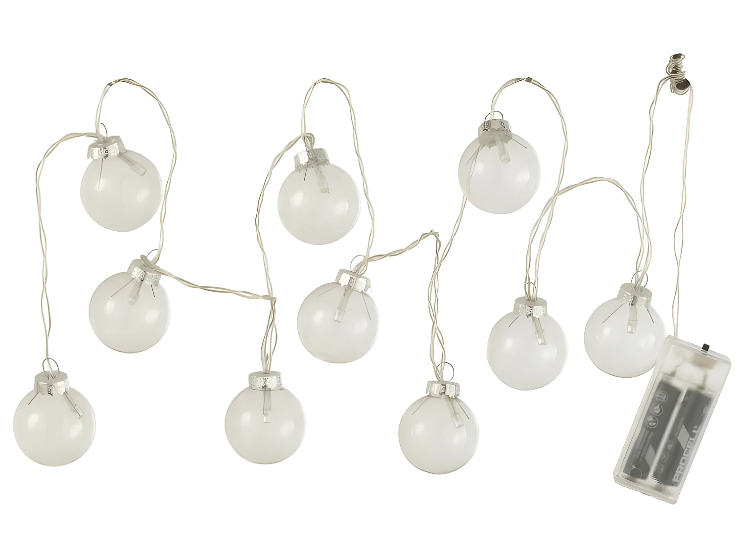 Guirnalda de 10 bolas de led de vidrio transparente 165x4.5x4.5 cm