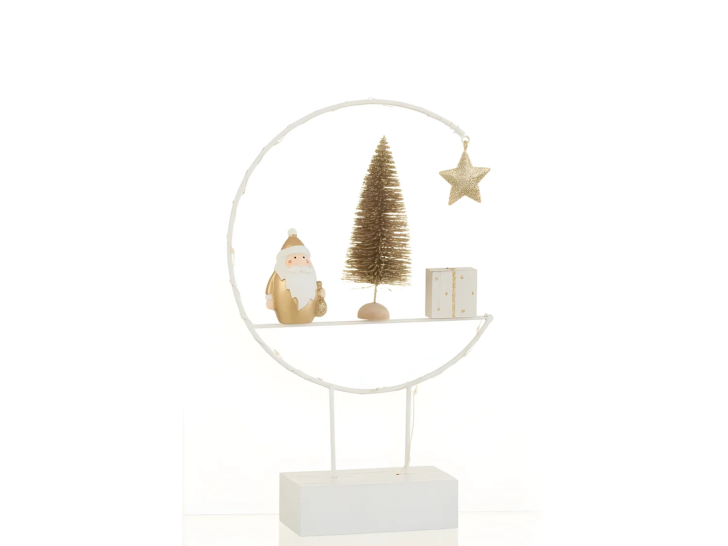 Decorazione natalizia su base in legno bianco 30x20x5,8 cm
