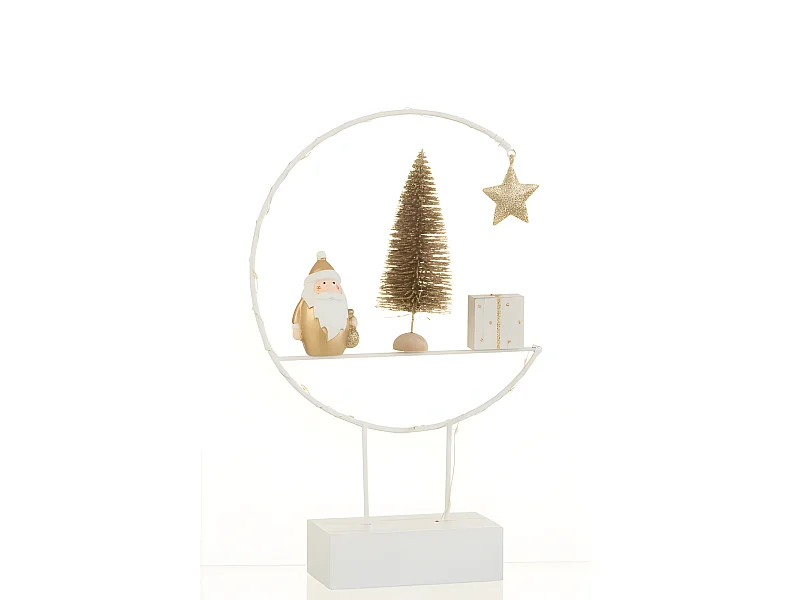 Decoración navideña en base de madera blanca de 30x20x5.8 cm