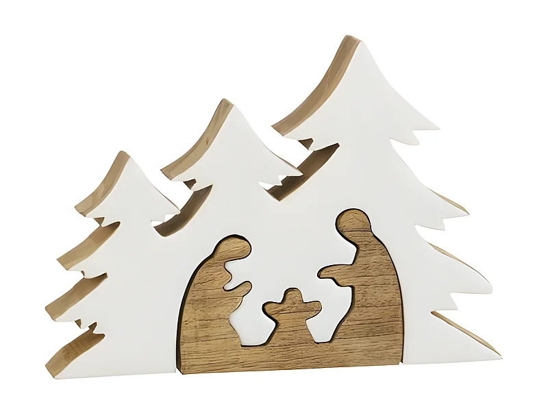 Puzzle de cuna de árbol de Navidad de madera blanca de 25x18x4 cm