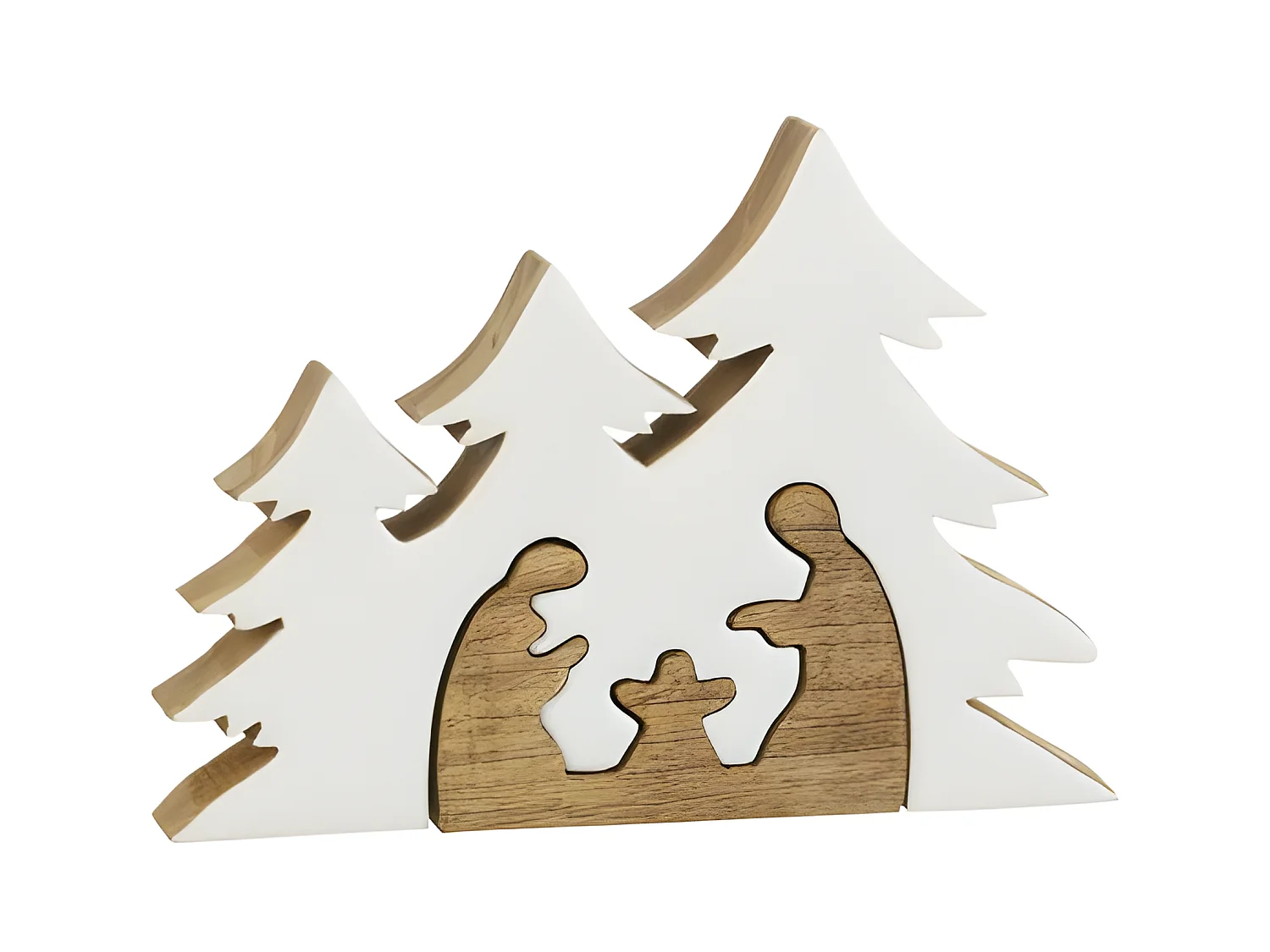 Puzzle de cuna de árbol de Navidad de madera blanca de 25x18x4 cm
