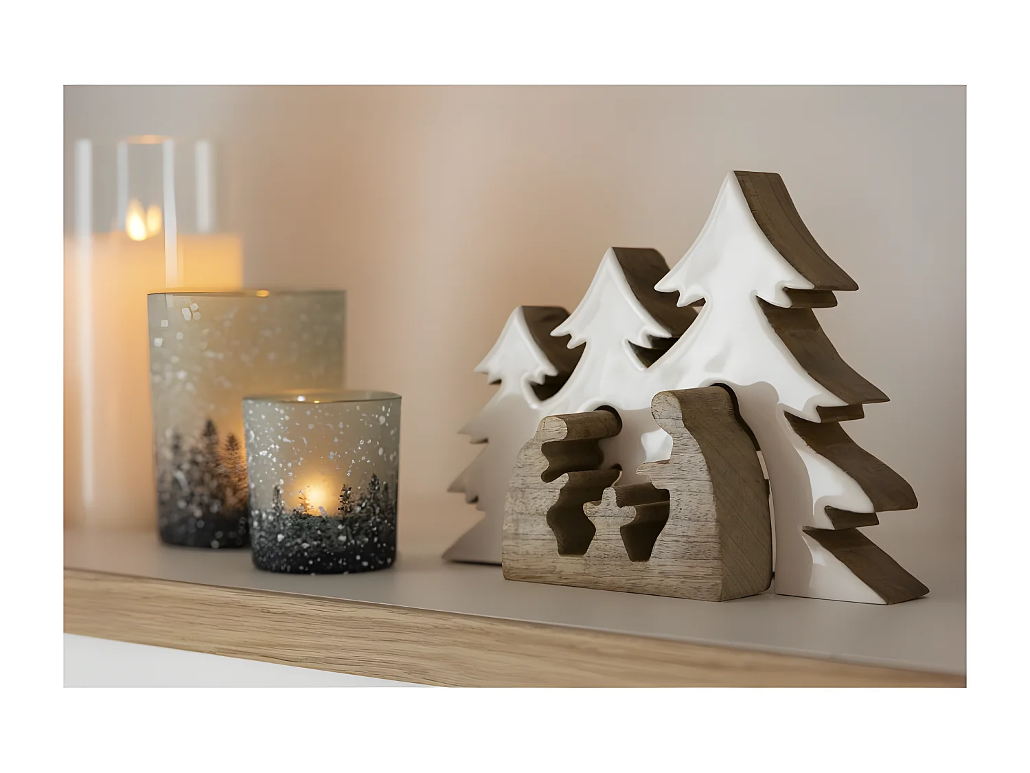 Presepe di Natale puzzle albero di Natale in legno bianco 25x18x4 cm