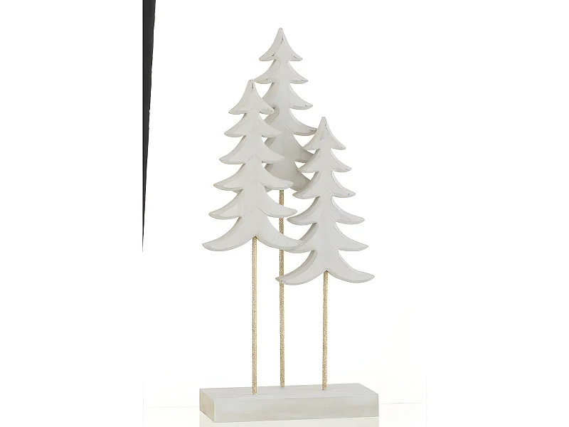 Alberi di Natale su base in legno bianco 36x16x7 cm