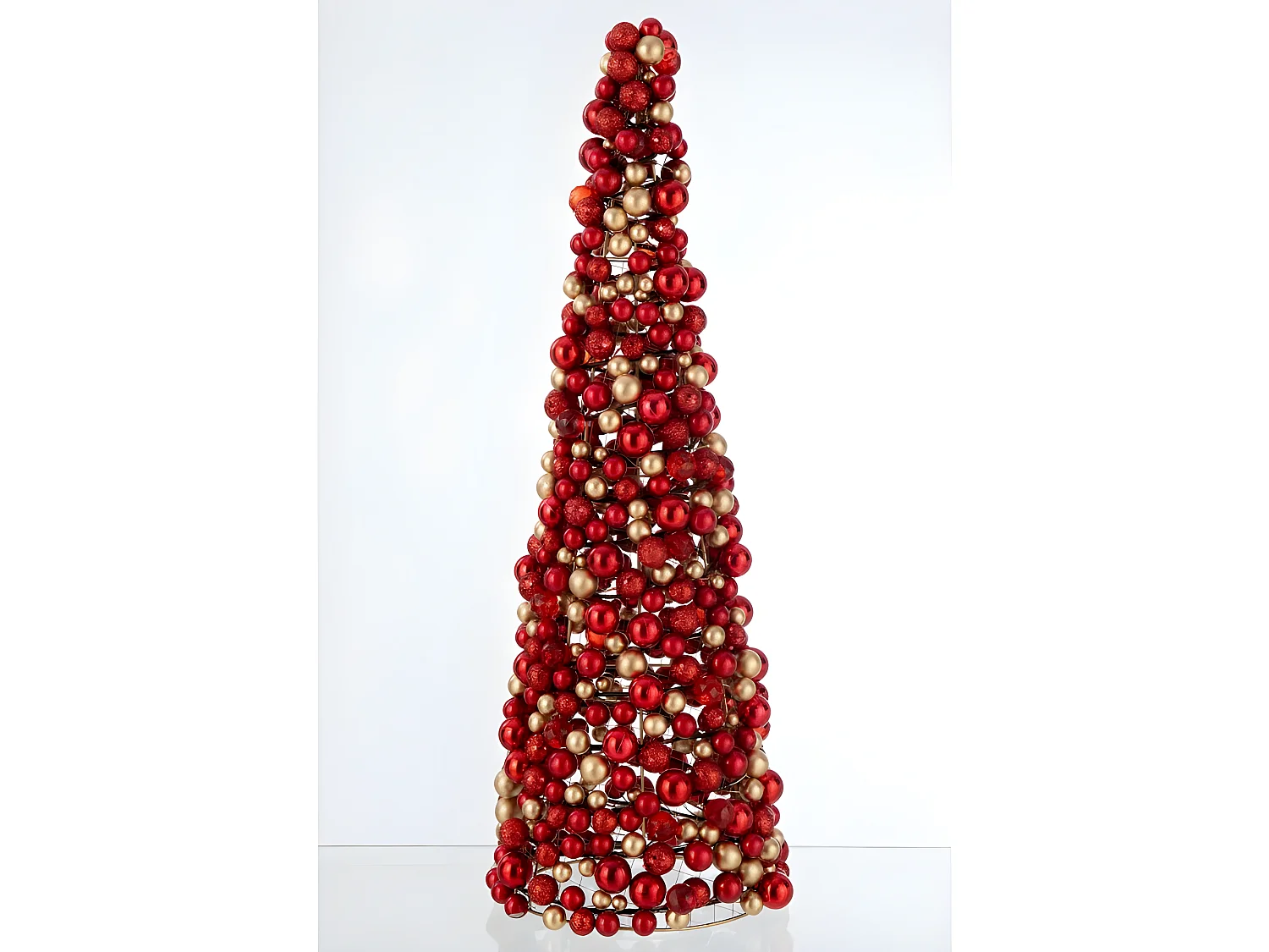 Cónico de Navidad de bolas de plástico rojas de 25x25x70 cm