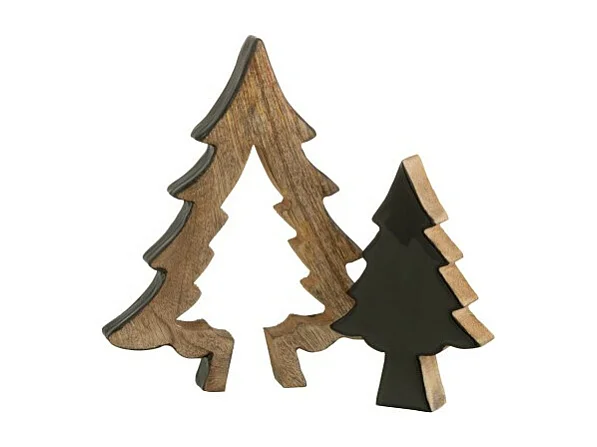 Sapin de Noël puzzle en bois noir 20x2.5x23 cm