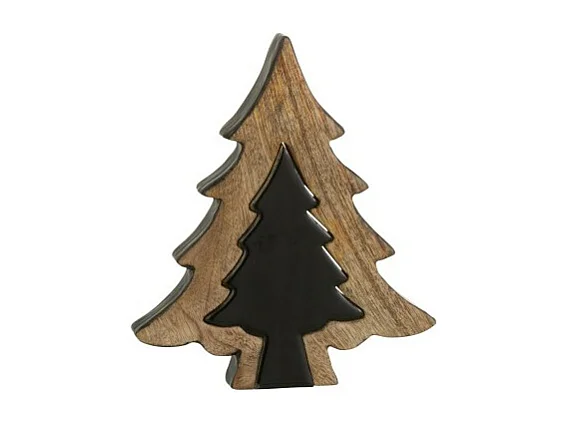 Puzzle di albero di Natale in legno nero 20x2.5x23 cm
