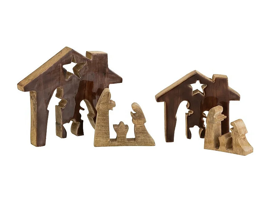 Presepe di Natale puzzle casa in legno marrone 18,5x4x18,5 cm