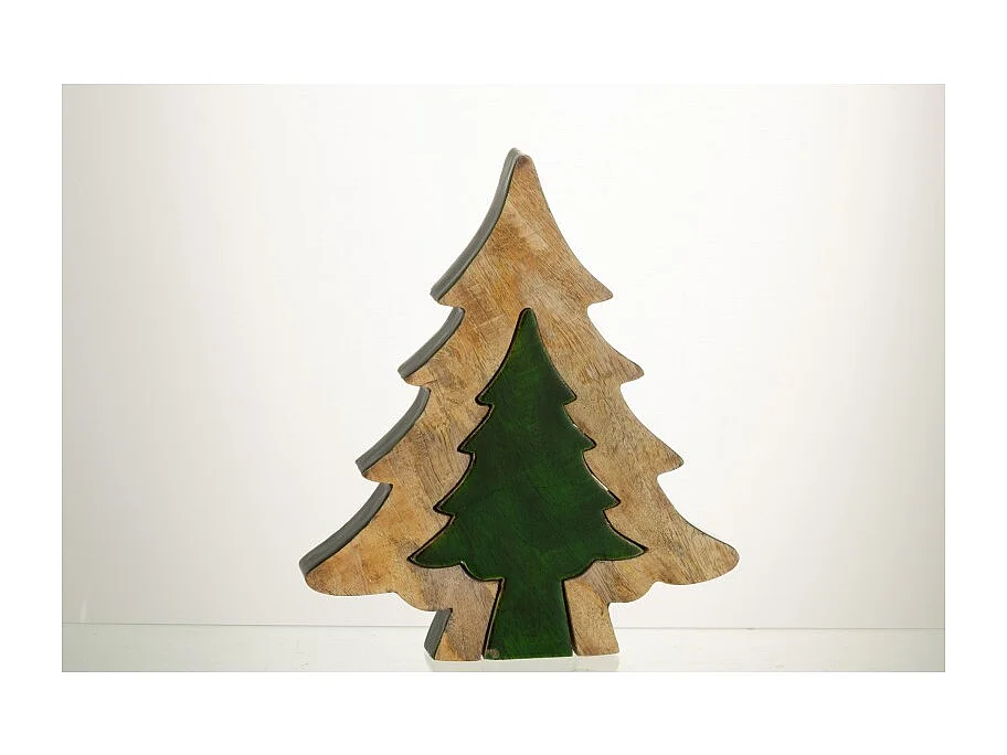 Puzzle di albero di Natale in legno verde 30x26x3.5cm