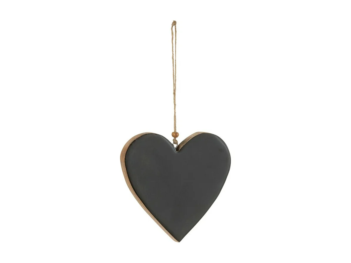 Cuore da appendere in legno nero 14x14x1,5 cm