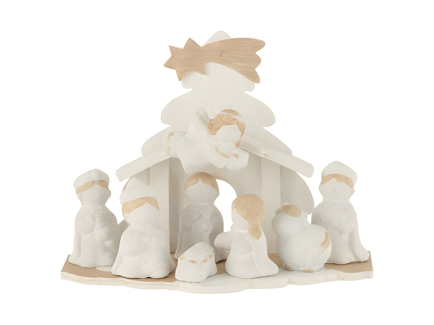 Crèche En Bois à Décorer - 18 X 15 X 7,5 Cm, 13 Pièces - Kit Bricolage Noël, Création Personnalisée