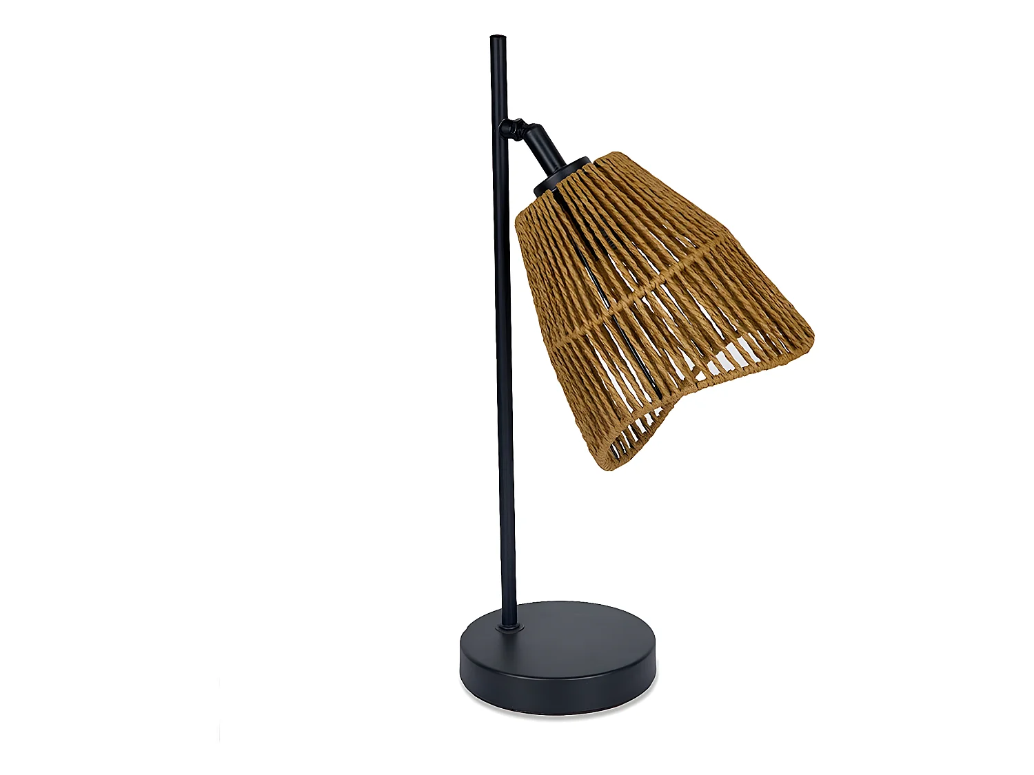 Lampara de sobremesa de 46cm con tulipa de cuerda en forma de cilindro natur