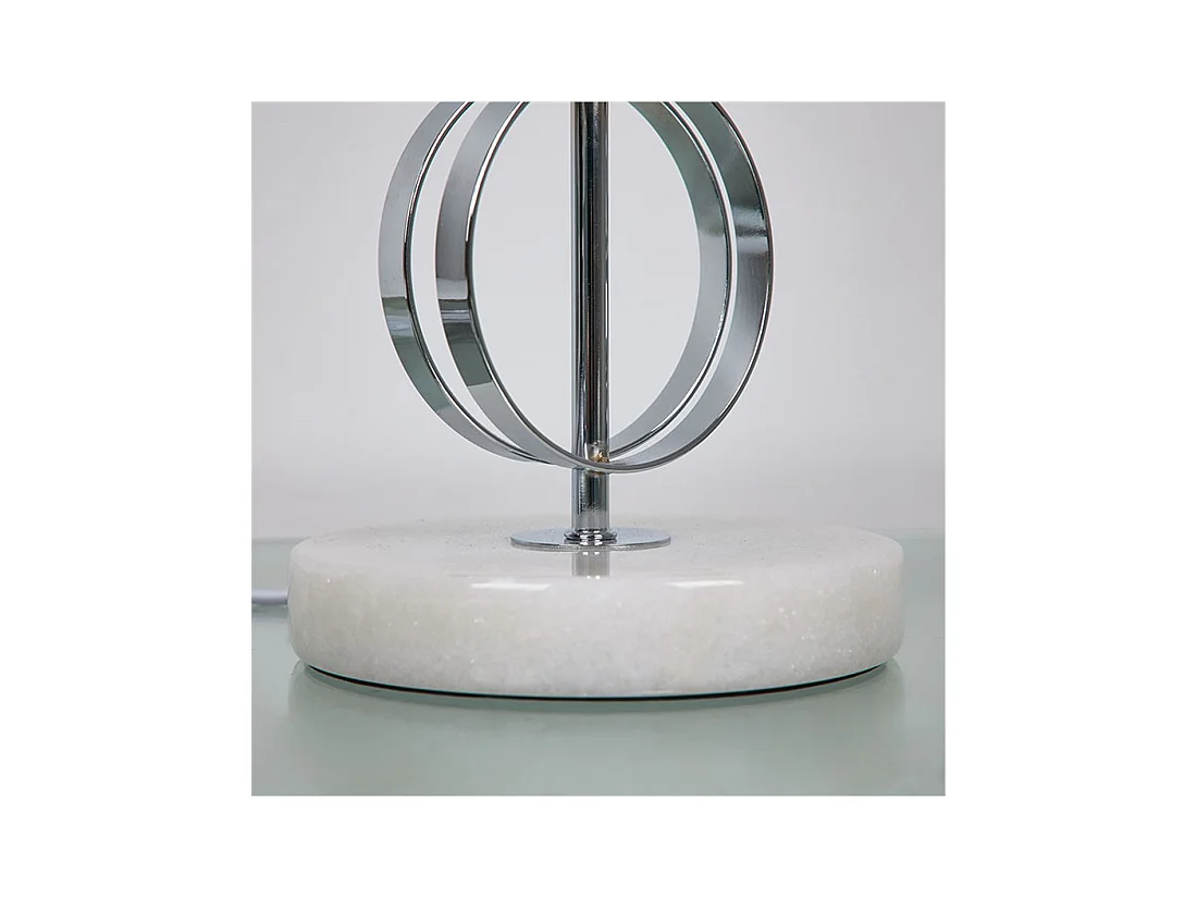 Lampara pie de aros en metal plateado y tulipa gris ring