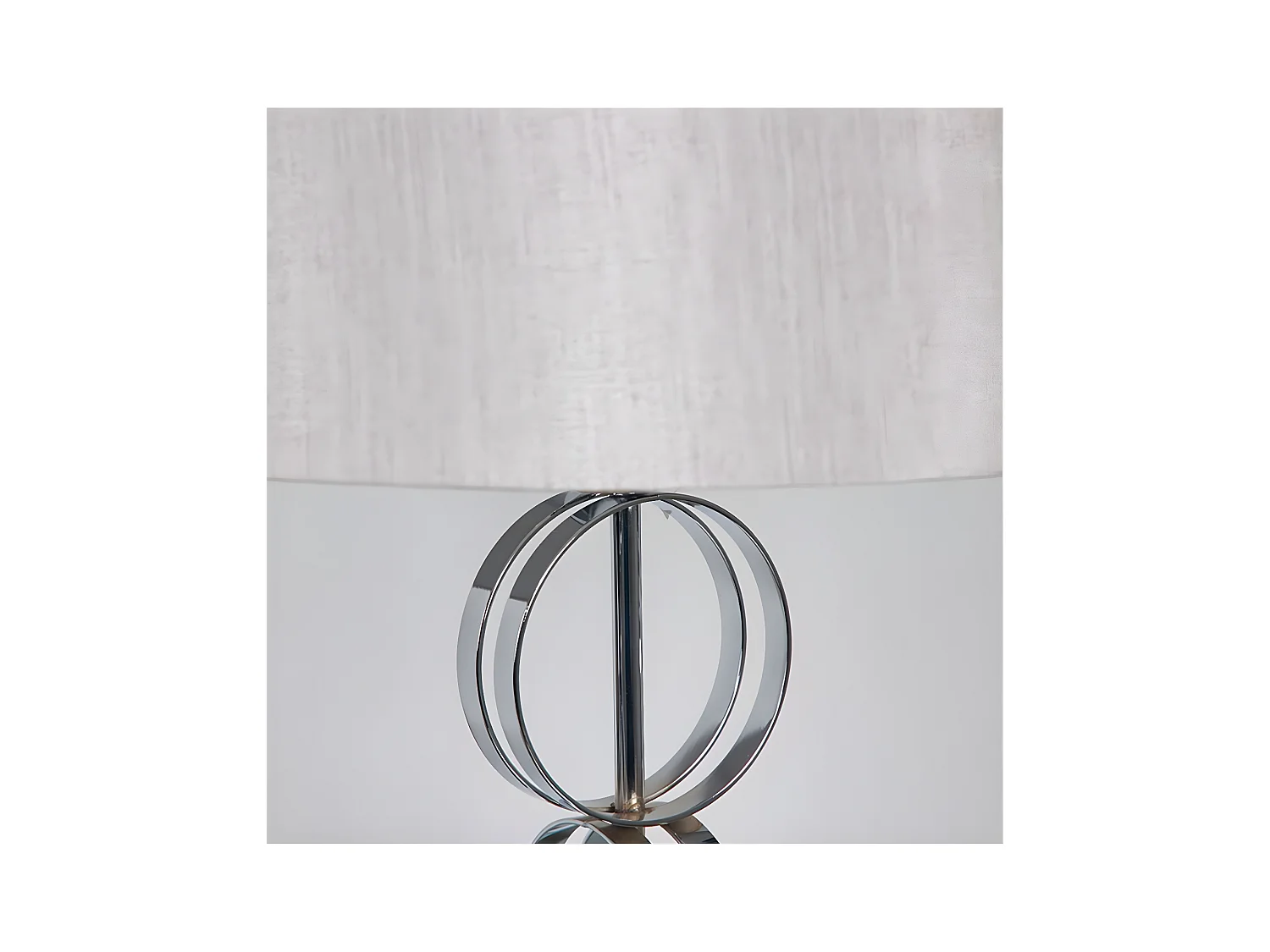 Lampara pie de aros en metal plateado y tulipa gris ring