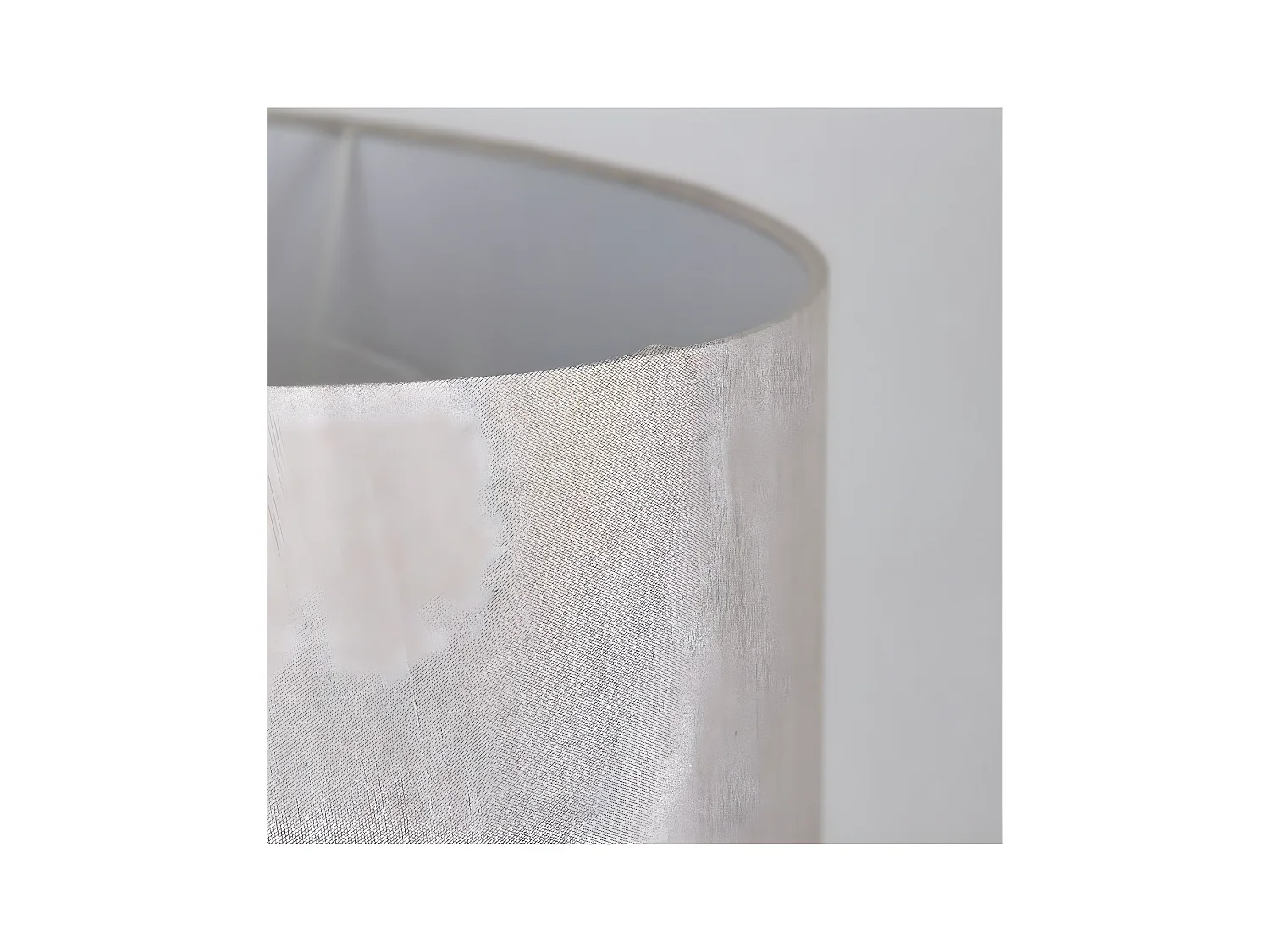 Lampara pie de aros en metal plateado y tulipa gris ring