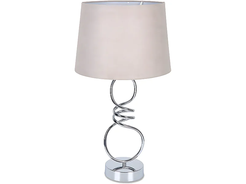 Sobremesa espiral de metal en color plateado con tulipa gris twist