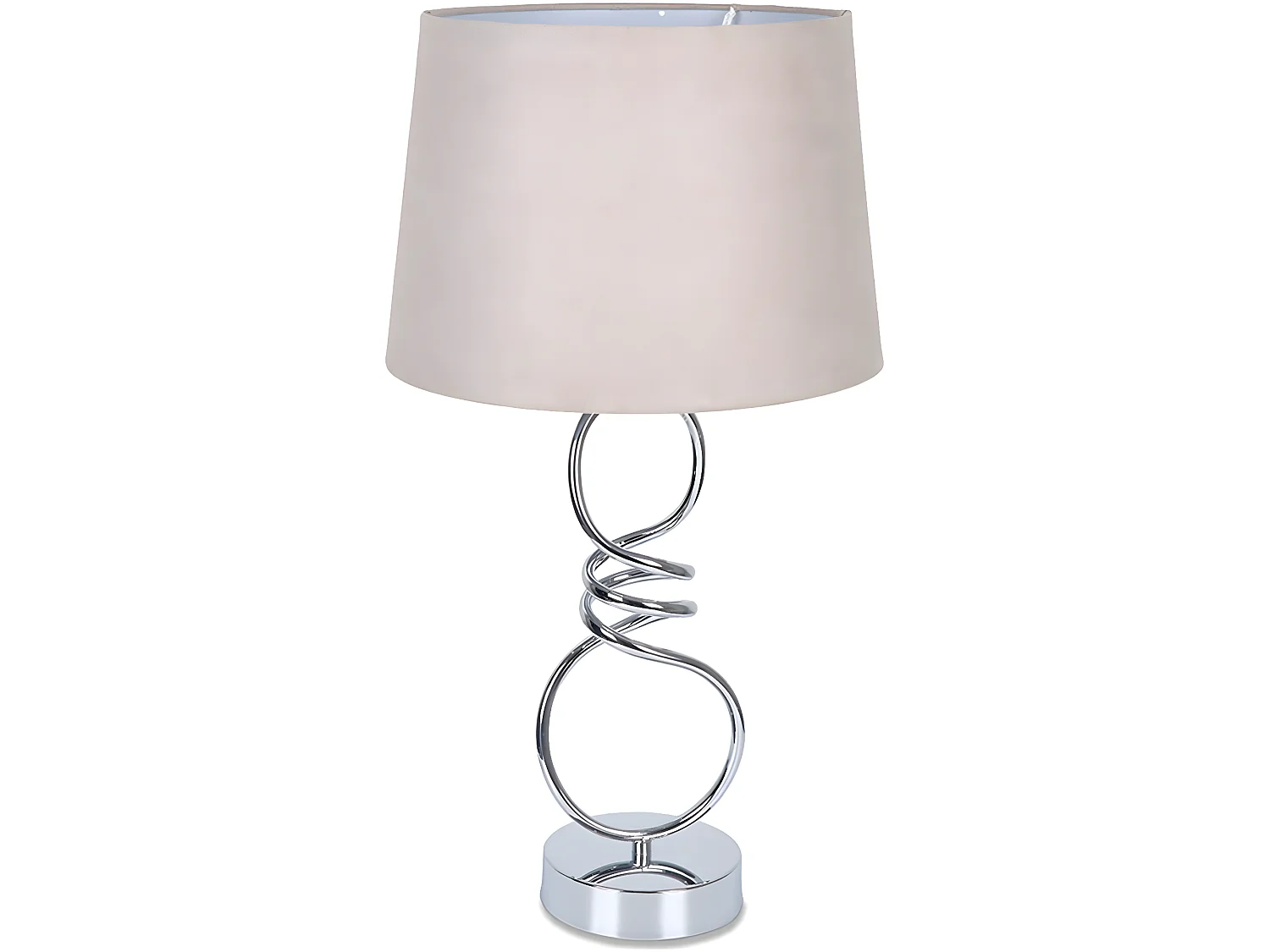 Sobremesa espiral de metal en color plateado con tulipa gris twist