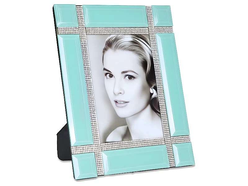 Portafoto de cristal para foto 10*15 en color verde con detalle de brillantes lucca