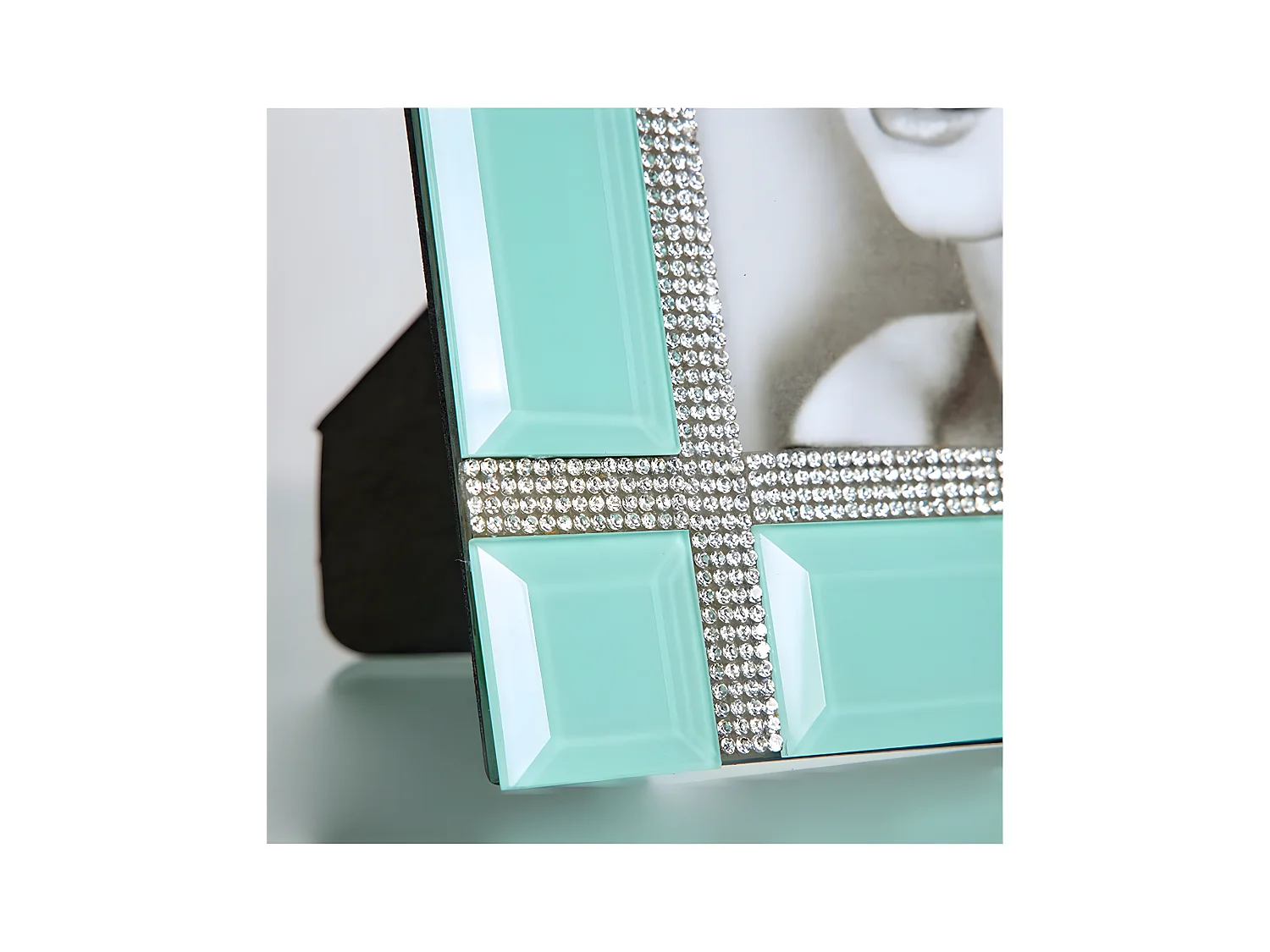 Portafoto de cristal para foto 10*15 en color verde con detalle de brillantes lucca