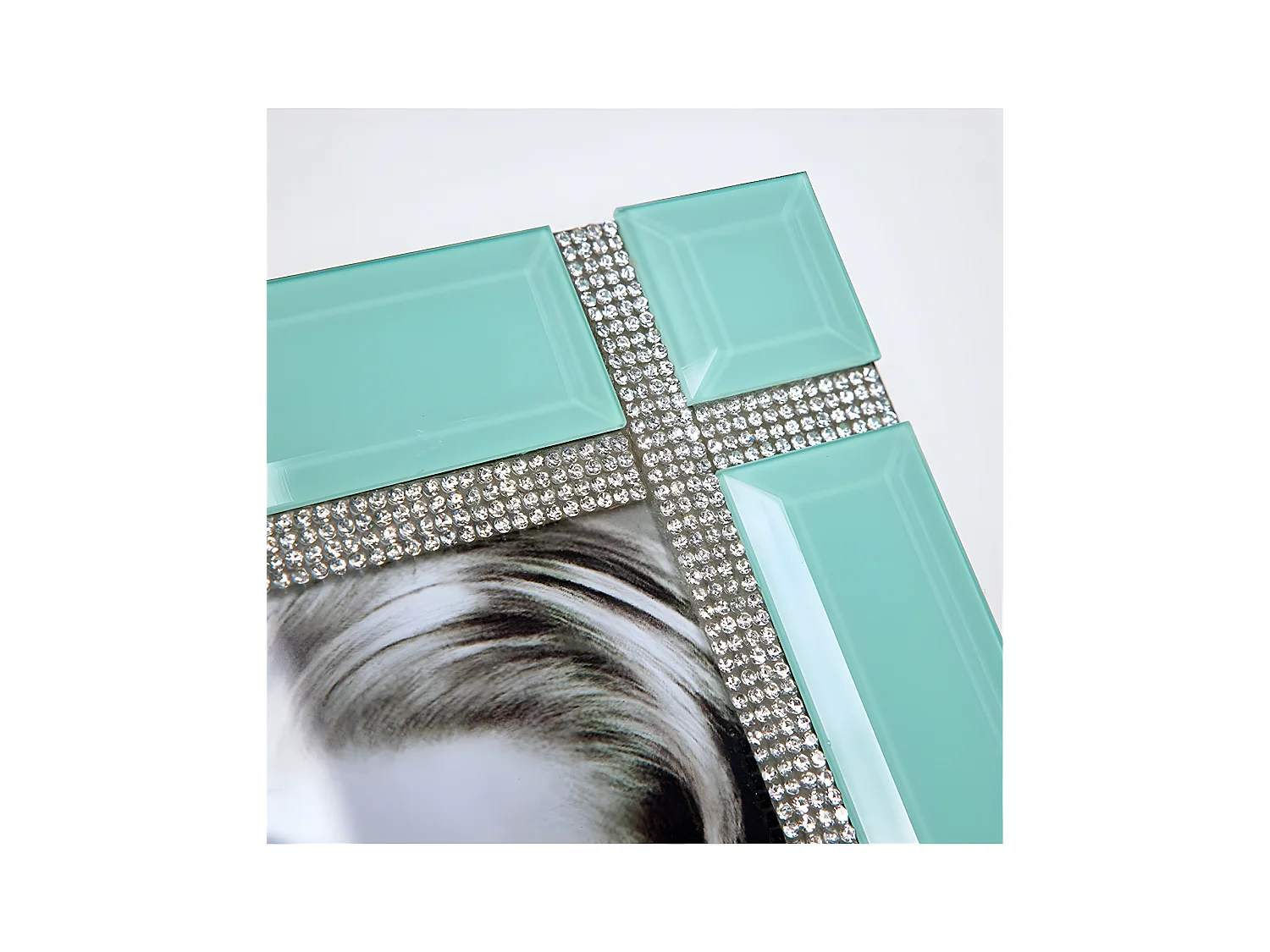 Portafoto de cristal para foto 10*15 en color verde con detalle de brillantes lucca