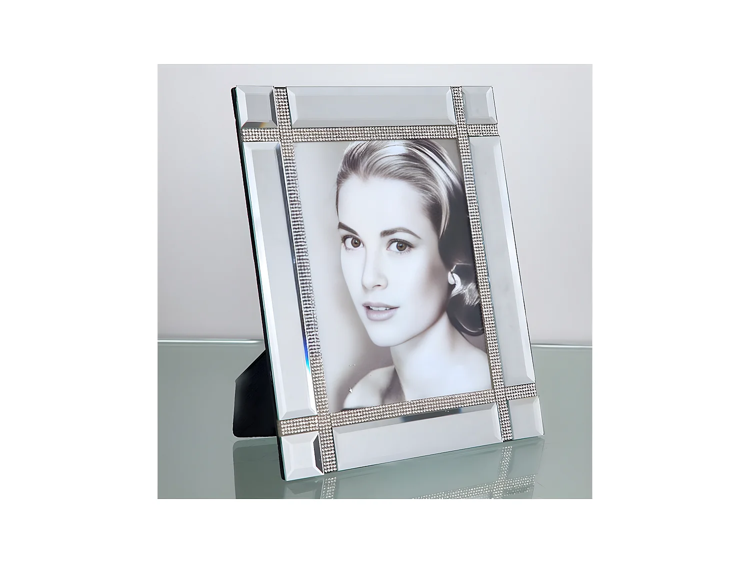 Portafoto de espejo para foto 15*20 detalle de brillantes lucca